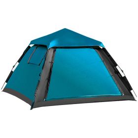 Outdoor Automatic Quick Open Tent Waterproof Camping Tent 3-4 Person Instant Setup Tent (Option: Sky Blue)