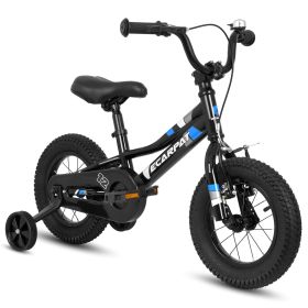A12117 Ecarpat Kids' Bike 12 Inch Wheels, 1-Speed Boys Girls Child Bicycles For2-4Years, With Removable Training Wheels Baby Toys, Front V Brake (Color: Black)