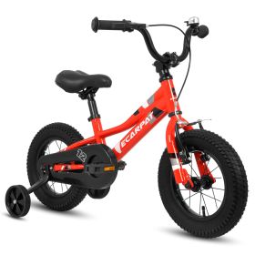 A12117 Ecarpat Kids' Bike 12 Inch Wheels, 1-Speed Boys Girls Child Bicycles For2-4Years, With Removable Training Wheels Baby Toys, Front V Brake (Color: Red)