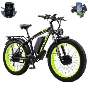 Rower Elektryczny KETELES 48V 23AH Dual Motor 1000W*2 26"*4.0 MTB (Color: Green)